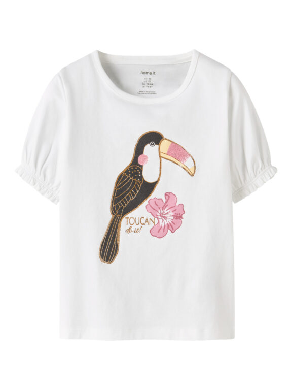 NAME IT T-shirt Honeia Bright White Toucan