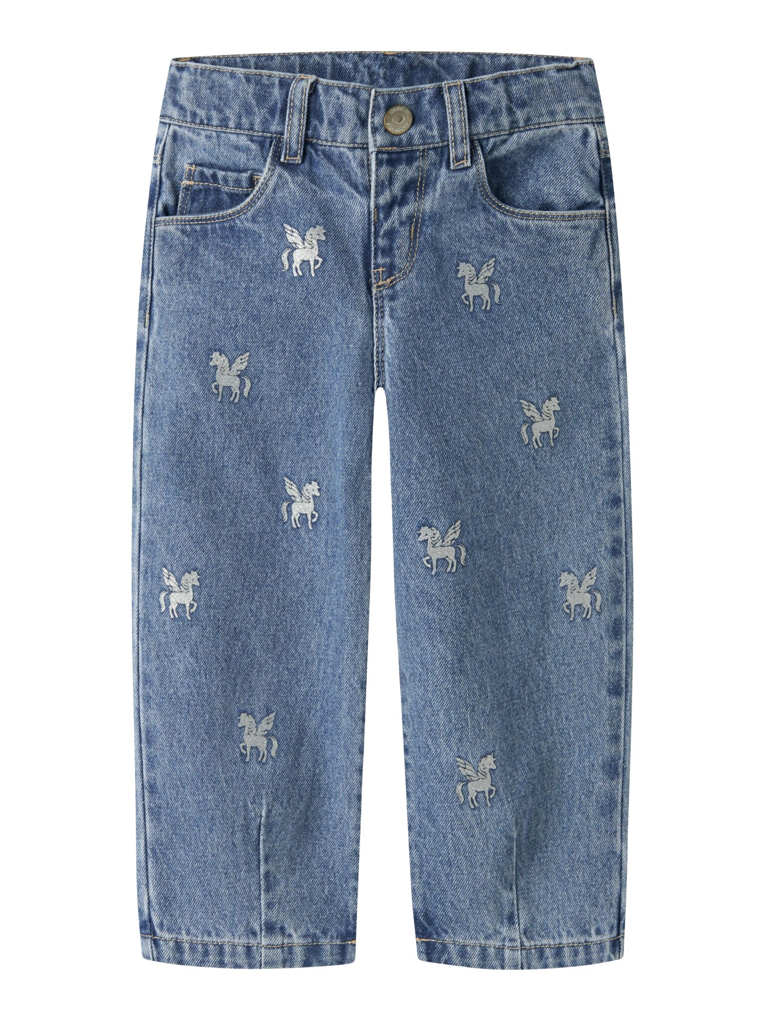 Name It Bella - Barrel Glitter Jeans - Medium Blue Denim/Glitter Unicorn - 92 cm Name It Bella - Barrel Glitter Jeans - Medium Blue Denim/Glitter Unicorn - 92 cm
