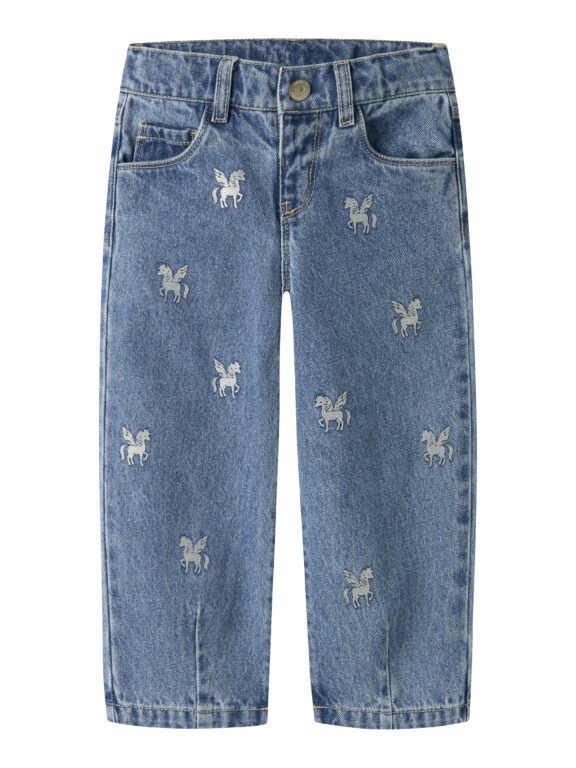 Name It Bella - Barrel Glitter Jeans - Medium Blue Denim/Glitter Unicorn - 92 cm