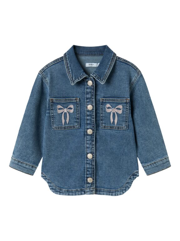 Name It Devi Denim Jacket - Medium Blue Denim/Bow - 92 cm
