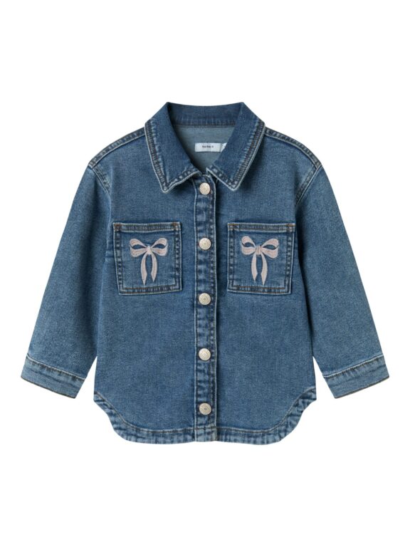 Name It Devi Denim Jacket - Medium Blue Denim/Bow - 92 cm