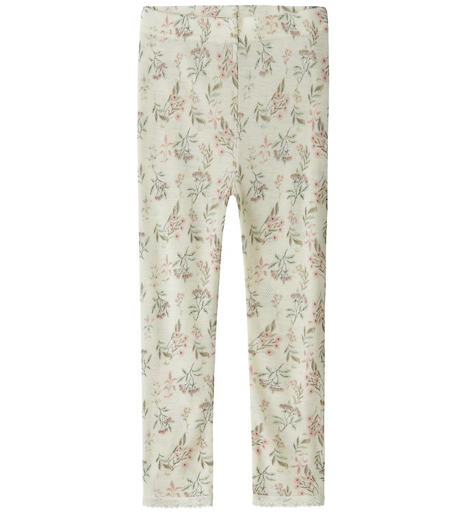Name It Leggings - Uld - NmfWang - Snow White/Flowers + Leaves