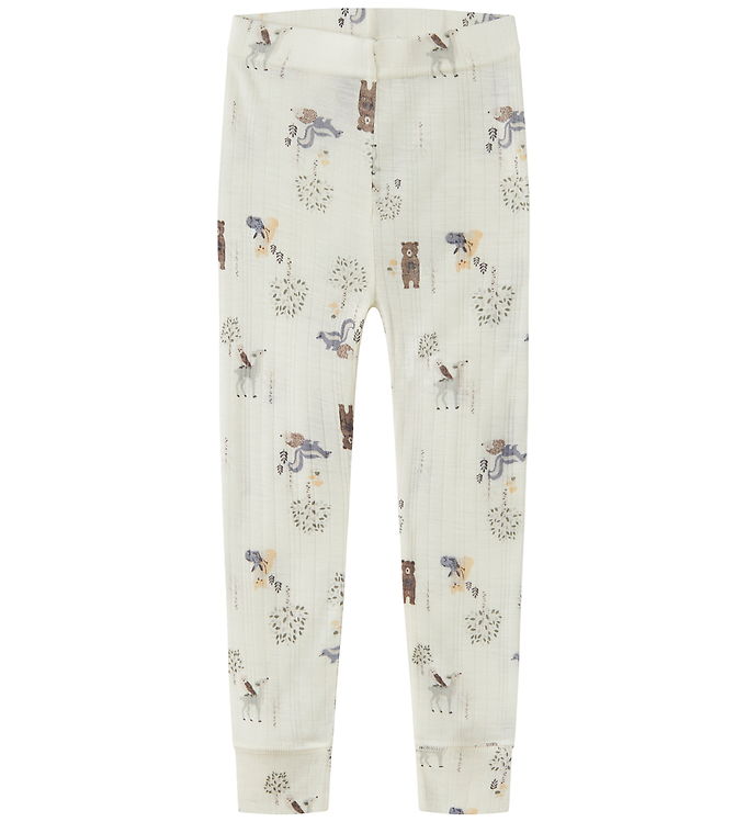 Name It Leggings - Uld - Rib - NmmWang - Snow White/FOREST ANIMA Name It Leggings - Uld - Rib - NmmWang - Snow White/FOREST ANIMA