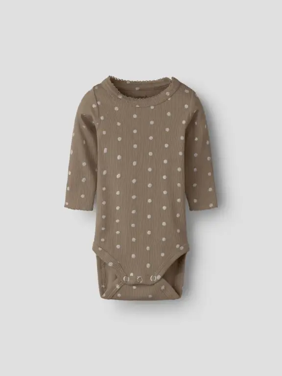 Name It Lona Langærmet Body - Taupe Gray - 68