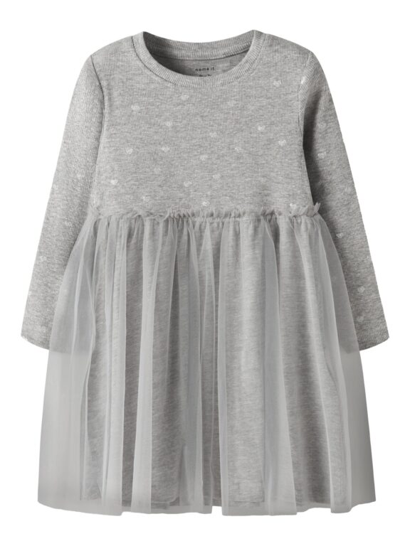 Name It Nadja - LS Dress - Grey Melange - 80 cm