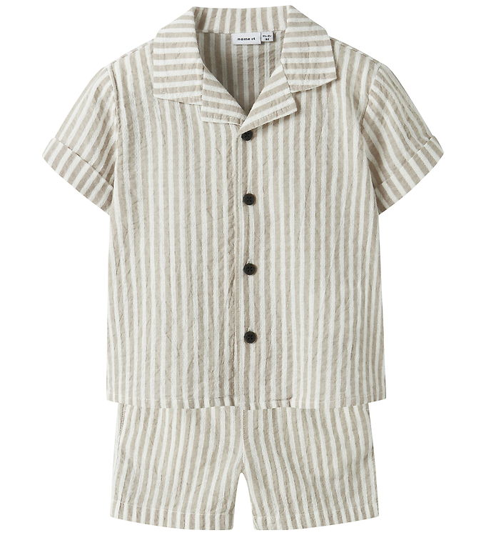 Name It Sæt - Skjorte k/æ/Shorts - NmmFedenis - Chateau Gray
