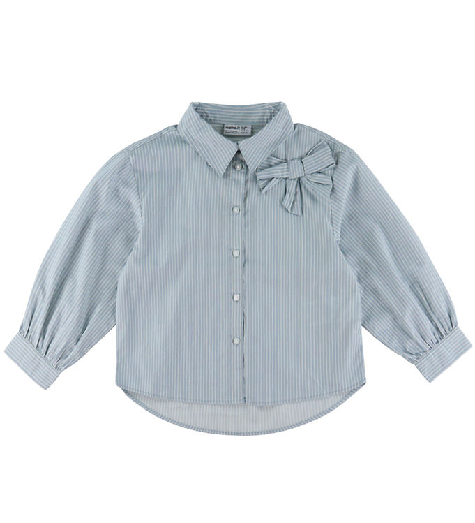 Name It Skjorte - NkfKamesa - Subdued Blue/Antique White