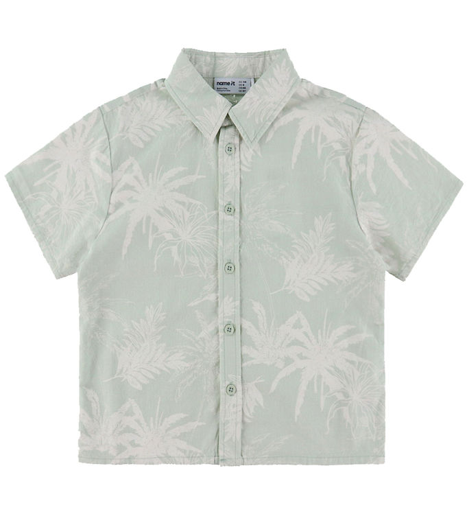 Name It Skjorte - NkmHejon - Pale Aqua m. Palmer Name It Skjorte - NkmHejon - Pale Aqua m. Palmer