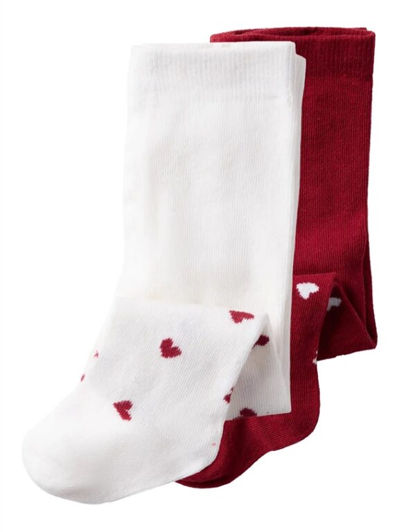 Name It Strømpebukser - nbviCHRISTMAS - Bright White Red Dhalia - 2-pak (FORUDBESTILLING lev. okt)