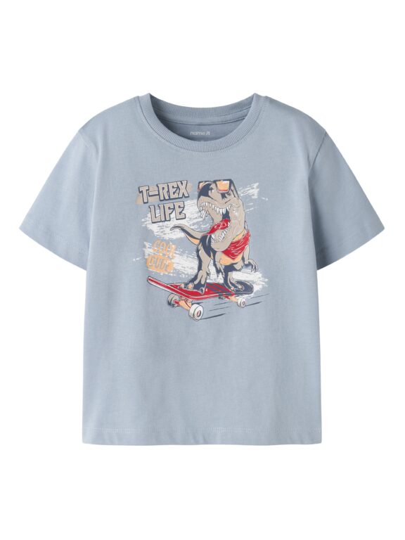 Name It Vanyo - SS Top - Blue Fog Dino Skate - 92 cm
