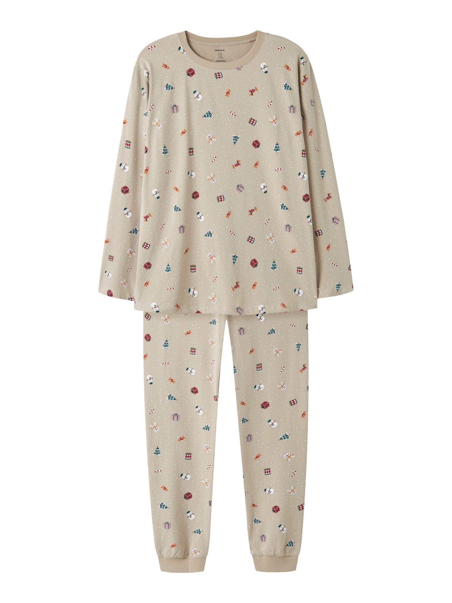 Name It Vismas - LS Nightset - Pure Cashmere / Christmas - XS