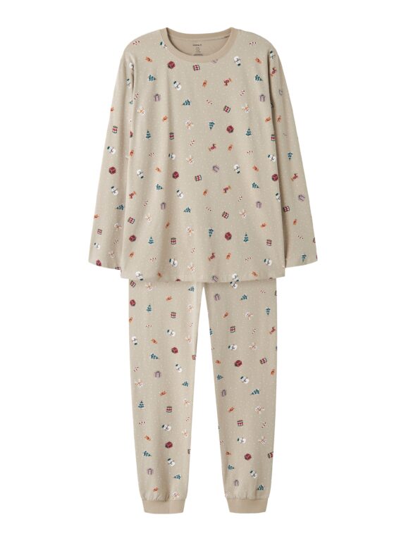 Name It Vismas - LS Nightset - Pure Cashmere / Christmas - XS