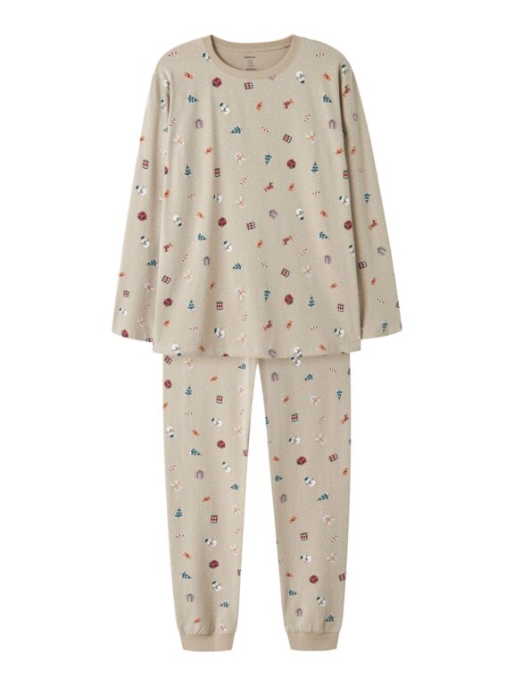Name It Vismas - LS Nightset - Pure Cashmere / Christmas - XS Name It Vismas - LS Nightset - Pure Cashmere / Christmas - XS