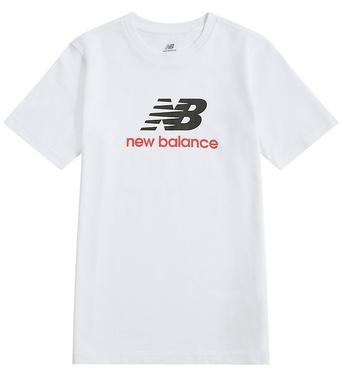 New Balance T-shirt - Stacked Logo - Bright White New Balance T-shirt - Stacked Logo - Bright White