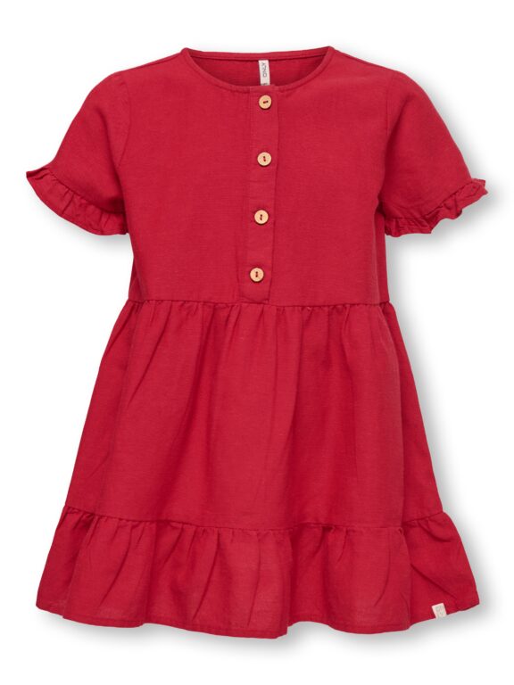 Only Mini Annabell Linen Dress - Equestrian Red - 92 cm