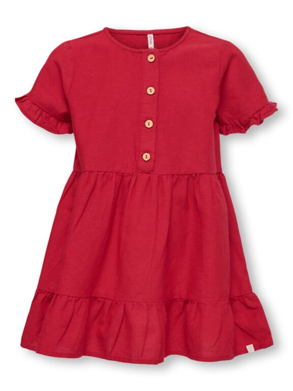 Only Mini Annabell Linen Dress - Equestrian Red - 92 cm Only Mini Annabell Linen Dress - Equestrian Red - 92 cm