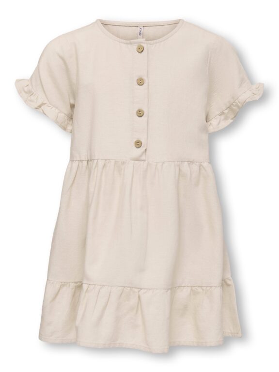 Only Mini Annabell Linen Dress - Pumice Stone - 92 cm