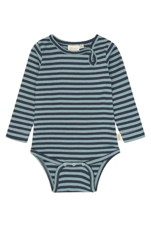 Petit Piao Air Langærmet Body - Lead Striped - 92 CM