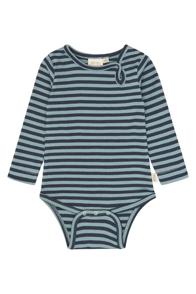 Petit Piao Air Langærmet Body - Lead Striped - 92 CM