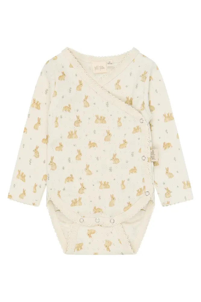 Petit Piao Dio Langærmet Body - Eggnog Rabbit - 74