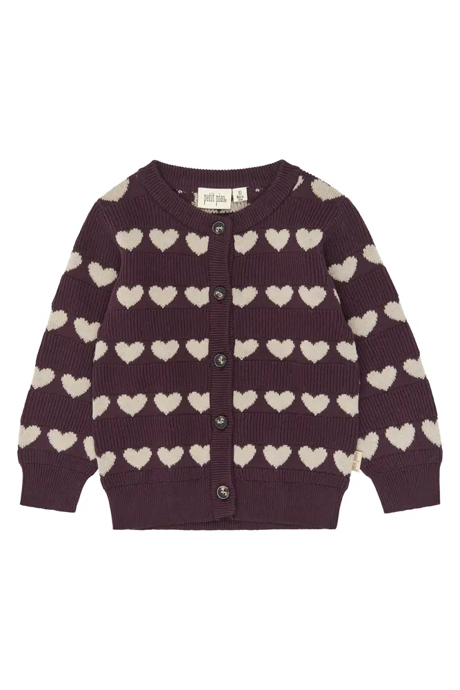 Petit Piao Elia Cardigan - Huckleberry Heart - 74 CM