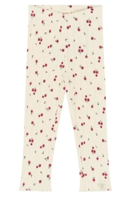 Petit Piao Gracie Pointelle Leggings - Eggnog Rosehip AOP - 92 CM
