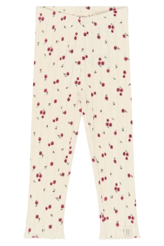 Petit Piao Gracie Pointelle Leggings - Eggnog Rosehip AOP - 92 CM Petit Piao Gracie Pointelle Leggings - Eggnog Rosehip AOP - 92 CM