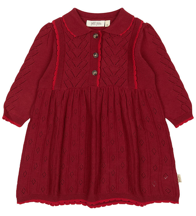 Petit Piao Kjole - Hulmønster - Strik - PPDaimi - Biking Red