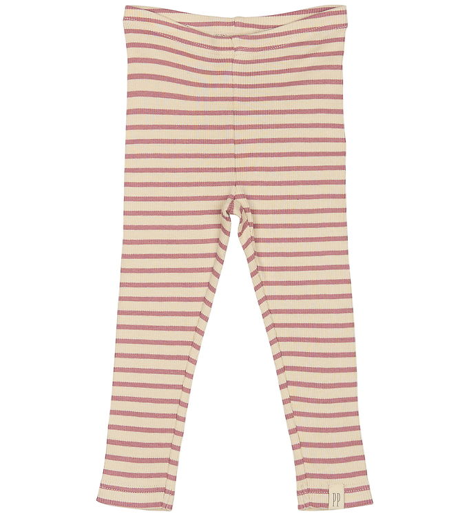 Petit Piao Leggings - Rib - Modal - Nostalgic Rose/Off White Petit Piao Leggings - Rib - Modal - Nostalgic Rose/Off White
