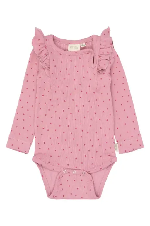 Petit Piao Sonja Langærmet Body - Rose Elegance Heart - 86 CM