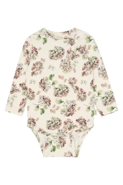 Petit Piao Star Langærmet Body - Eggnog Hydranger - 56 CM