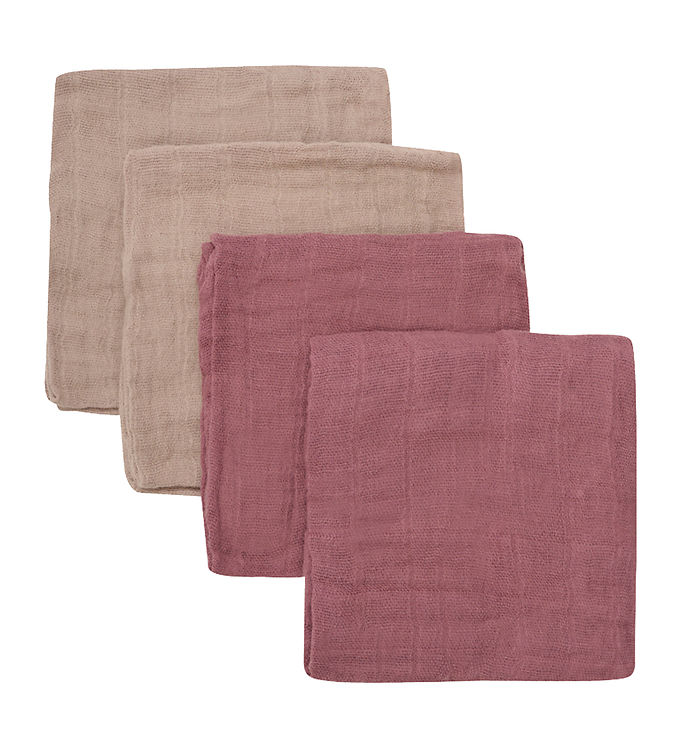 Pippi Baby Stofbleer - 4 pak - 65x65 cm - Withered Rose/Beige