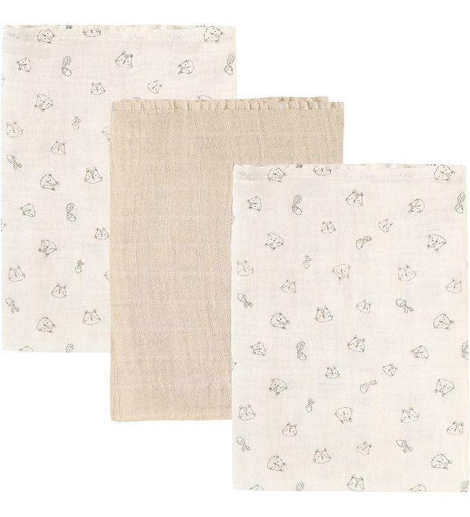 Pippi Baby Stofbleer - Noos - 3-pak - 65x65 cm - Musselin - Rain