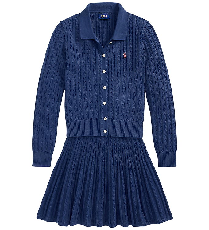 Polo Ralph Lauren Sæt - Cardigan/Nederdel - Strik - Rustic Navy
