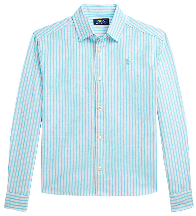 Polo Ralph Lauren Skjorte - Hør - Lyseblå/Hvidstribet Polo Ralph Lauren Skjorte - Hør - Lyseblå/Hvidstribet