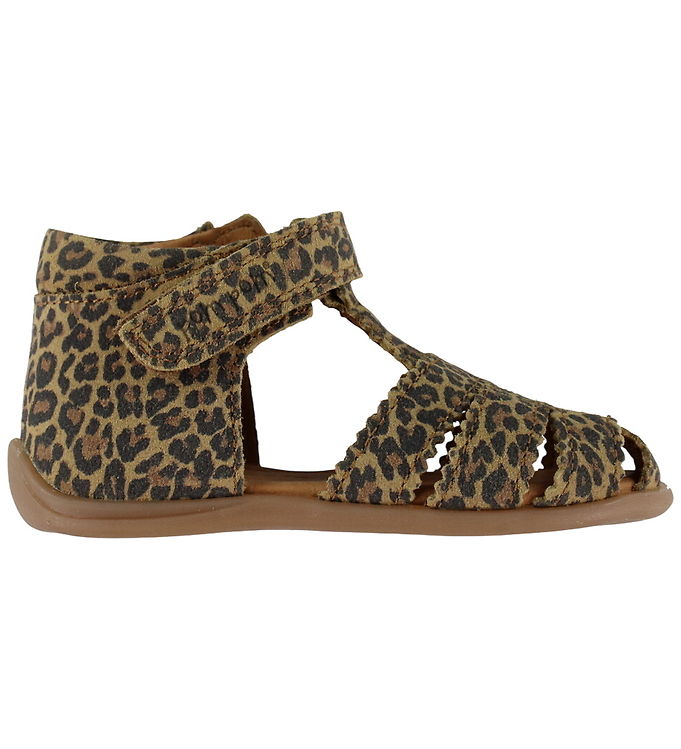 Pom Pom Begyndersandaler - Starter Scallop Velcro - Leopard