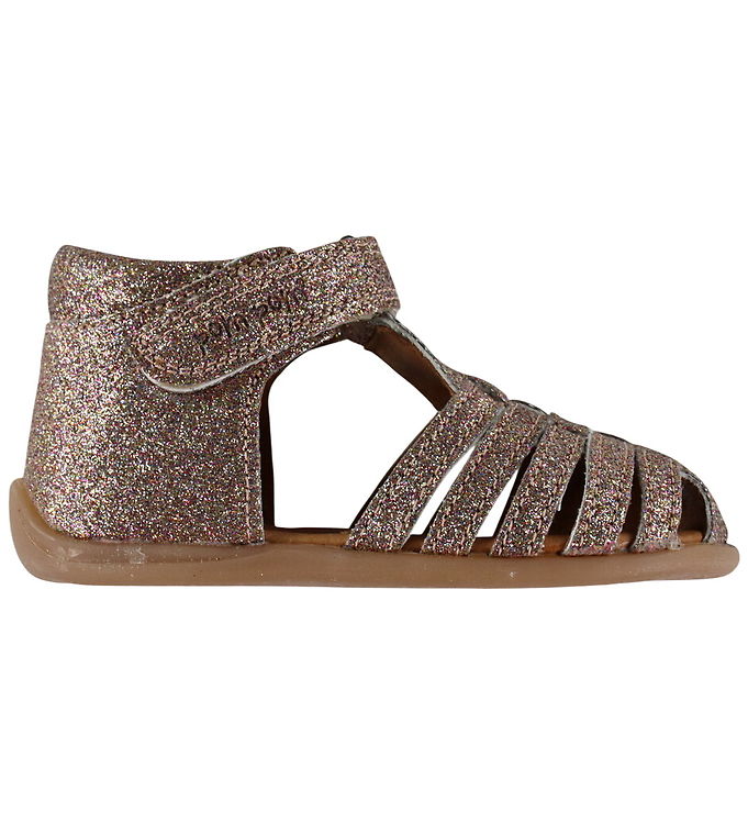 Pom Pom Begyndersandaler - Starter Velcro - Rose Glitter