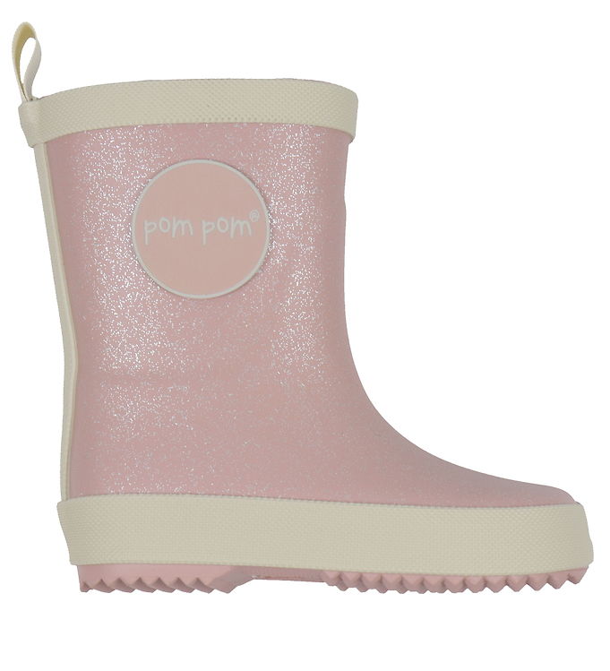 Pom Pom Gummistøvler - Rose Glitter