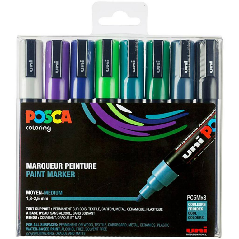 Posca | Posca tusser PC-5M - Kolde farver, 8 stk