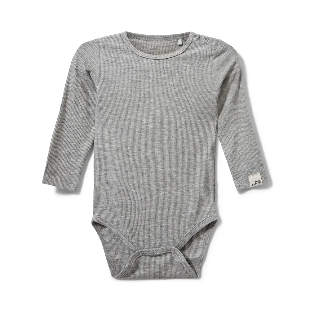 Sofie Schnoor Kids Dicte Langærmet Body - Grey Melange - 74