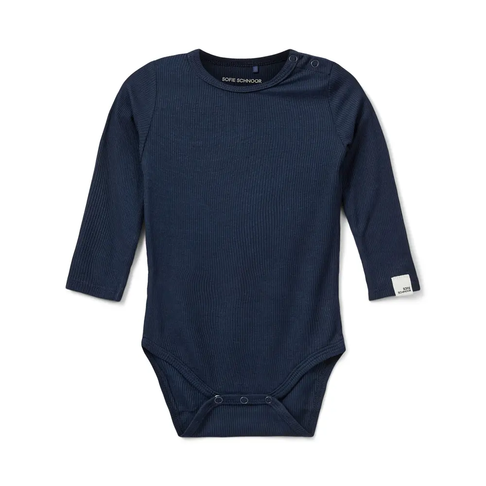 Sofie Schnoor Kids Dicte Langærmet Body - Navy Blue - 80