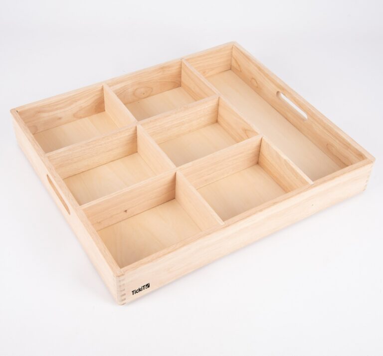 Sorteringsbakke af træ, 7 rum