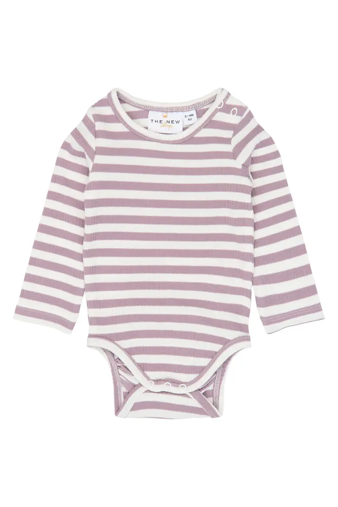 The New Siblings Fro Langærmet Rib Body - Elderberry-Gardenia Striped TN - 68