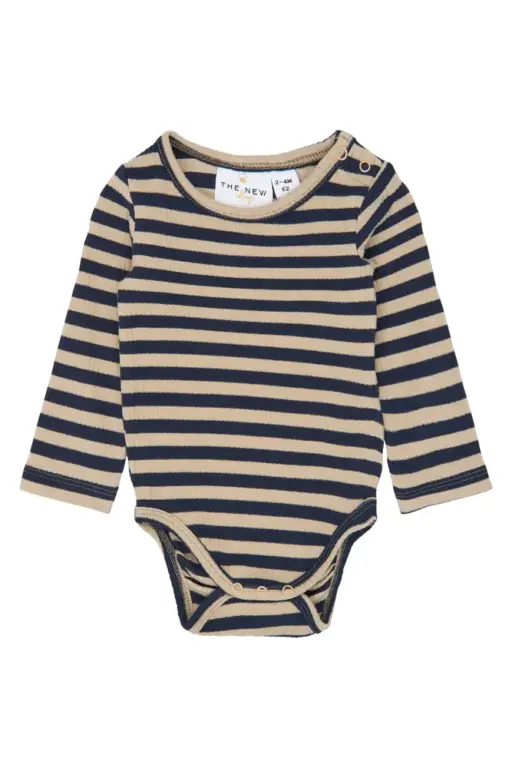 The New Siblings Fro Langærmet Rib Body - Navy Blazer Striped - 92