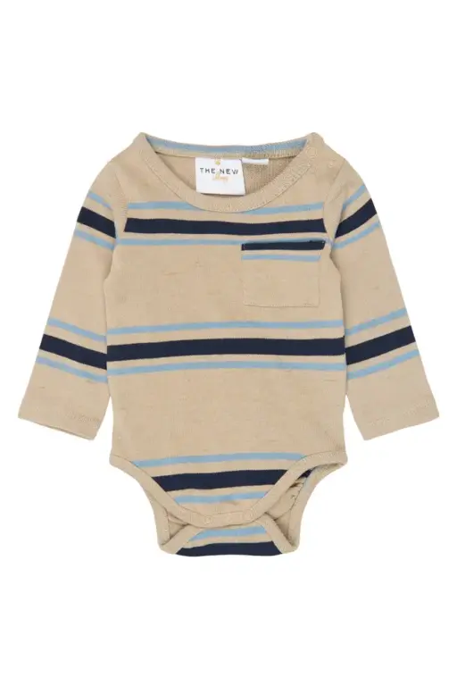 The New Siblings Theodor Langærmet Body - Humus Striped - 74 The New Siblings Theodor Langærmet Body - Humus Striped - 74