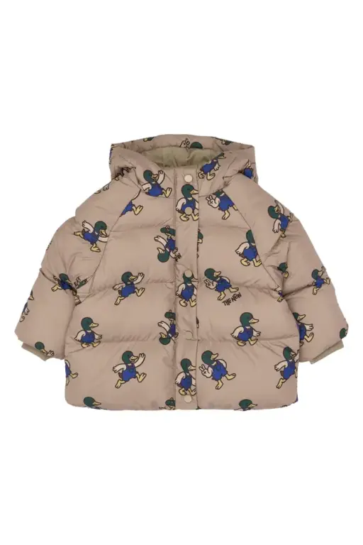 The New Siblings Uwe Puffer Jakke - Taupe Gray AOP TN - 86