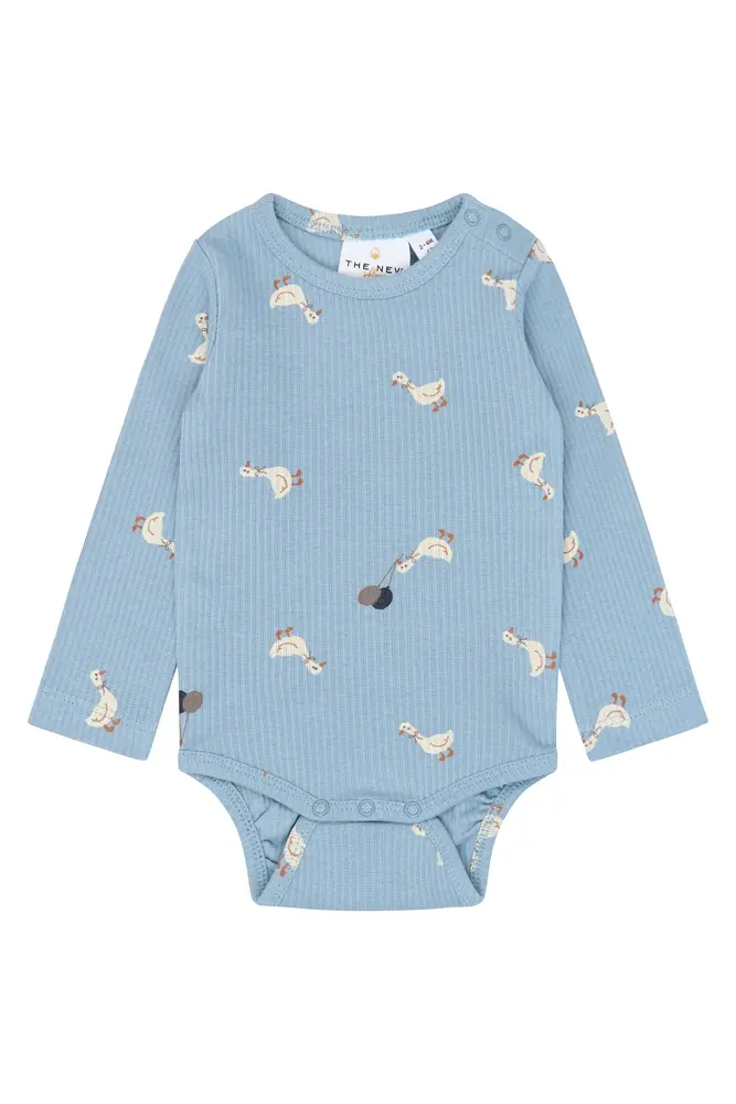 The New Siblings Vito Langærmet Rib Body - Ashley Blue - 80