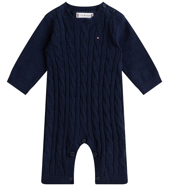 Tommy Hilfiger Heldragt - Strik - Cable - Dark Night Navy Tommy Hilfiger Heldragt - Strik - Cable - Dark Night Navy