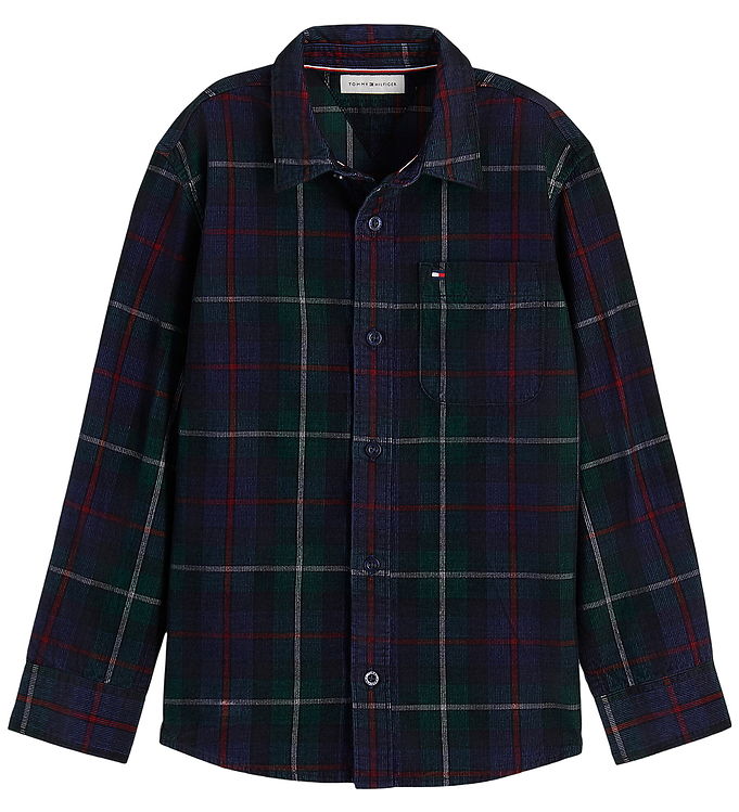 Tommy Hilfiger Skjorte - Fløjl - Green CheckGREEN