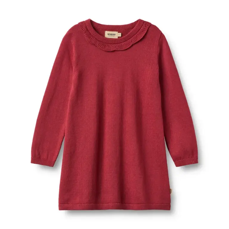 Wheat Nannie Strikkjole - Red Cherry - 98